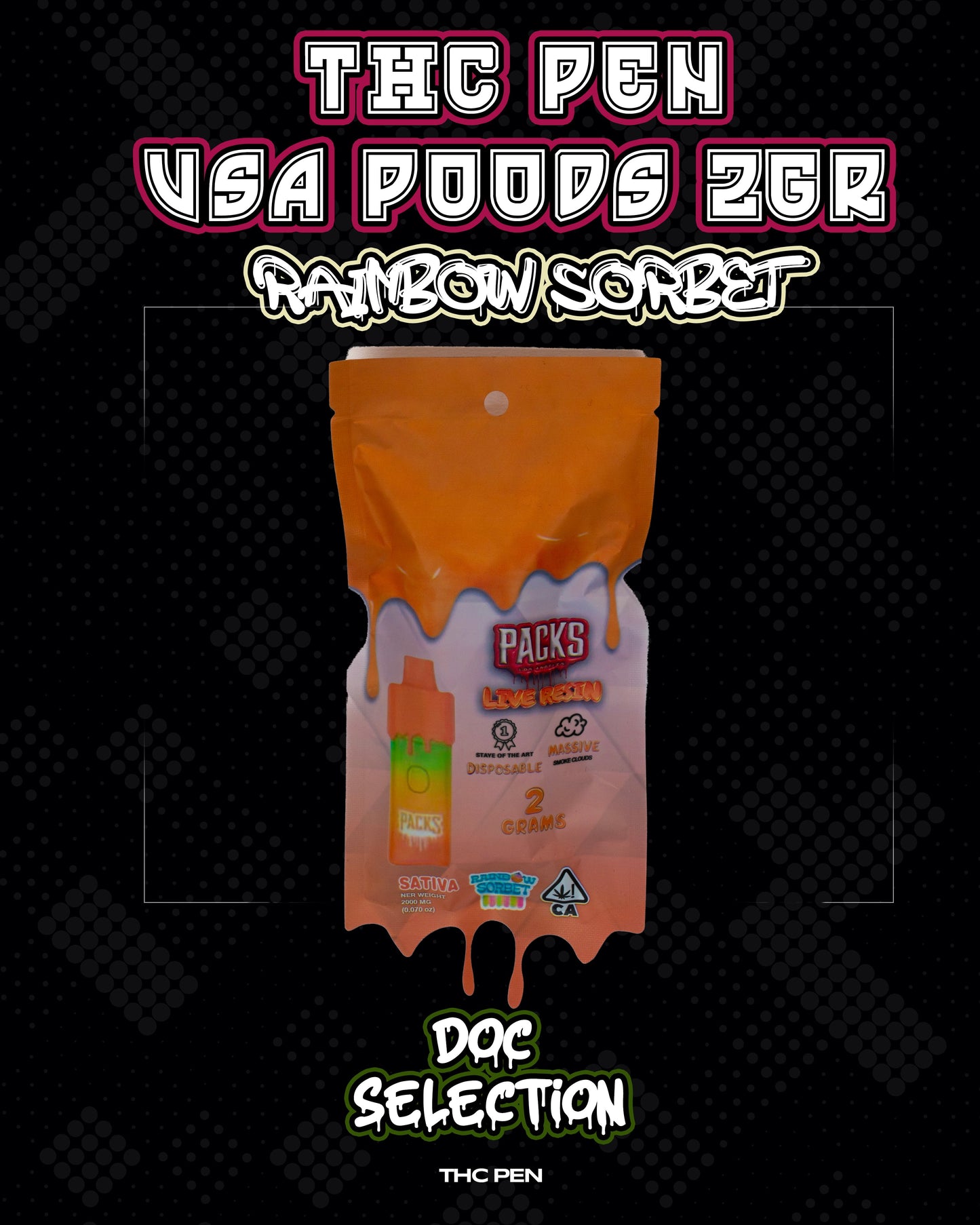 𝙏𝙃𝘾 𝙑𝘼𝙋𝙀 2gr 𝘽𝙮 𝙋𝘼𝘾𝙆𝙎 𝙋𝙊𝙊𝘿𝙎 - 𝙍𝘼𝙄𝙉𝘽𝙊𝙒 𝙎𝙊𝙍𝘽𝙀𝙍𝙏